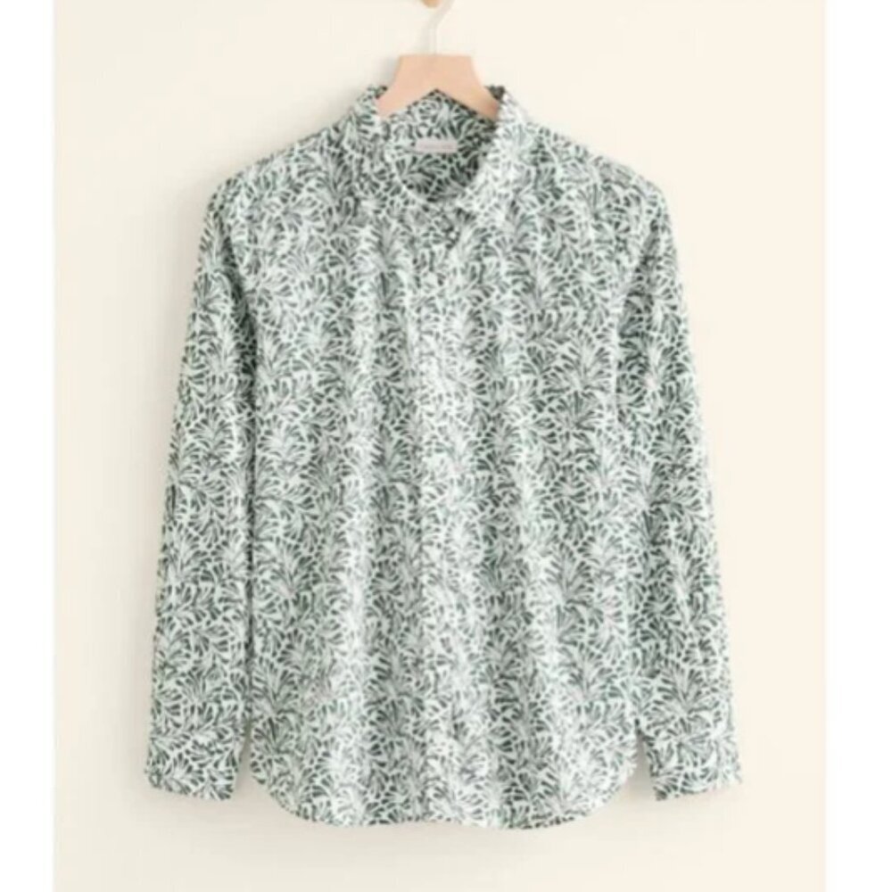 Garnet Hill Essential Organic Pima Cotton Button-Down Shirt Sage Leaves